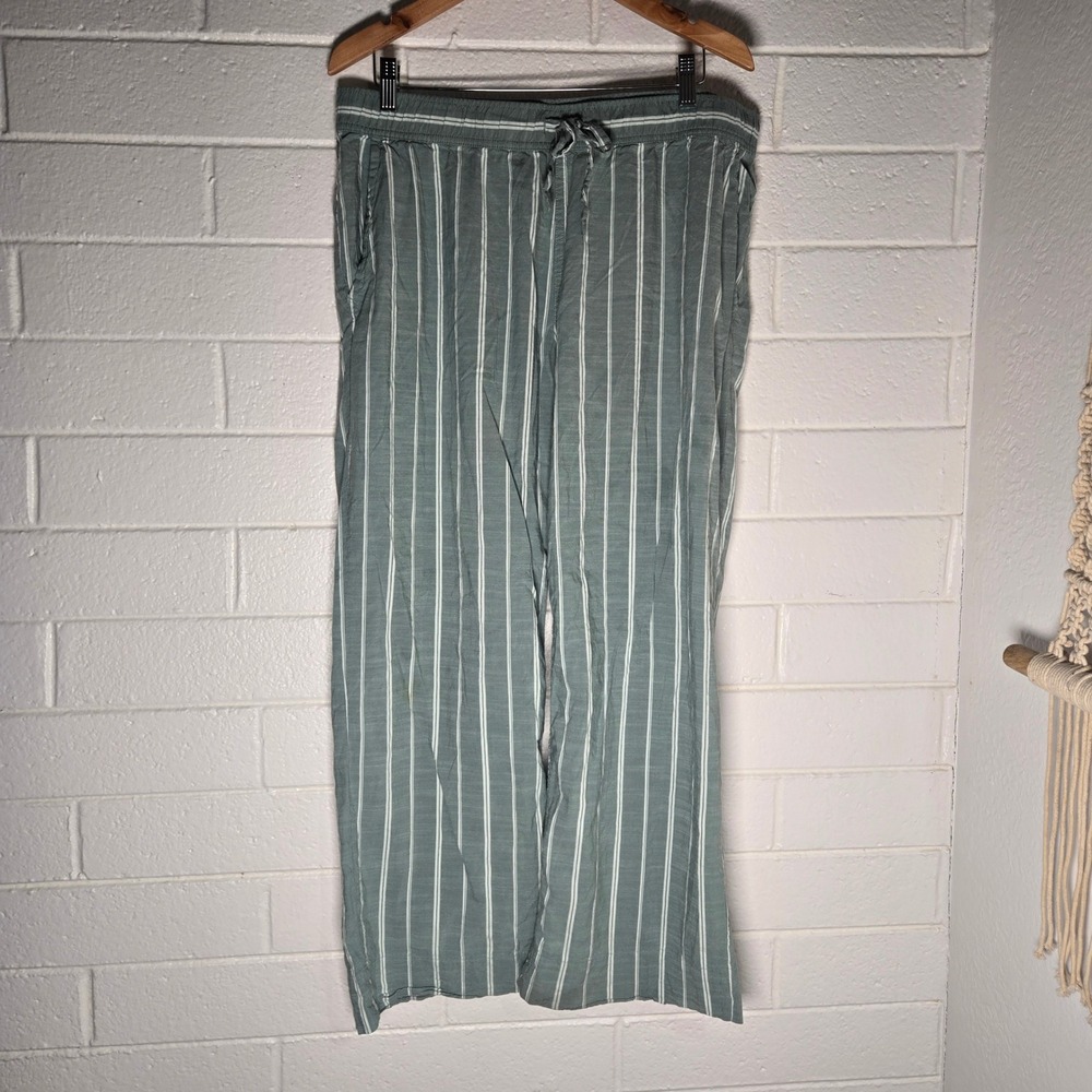 Auden Pajama Pants XL Sage Green White Striped Cotton Blend Lounge Sleep PJs